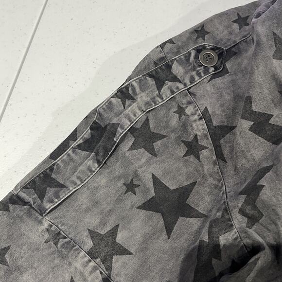 Billy T Lined Gray Jacket Black Stars Embroidered Collar Sz XS NWT Military Y2K - Picture 7 of 13